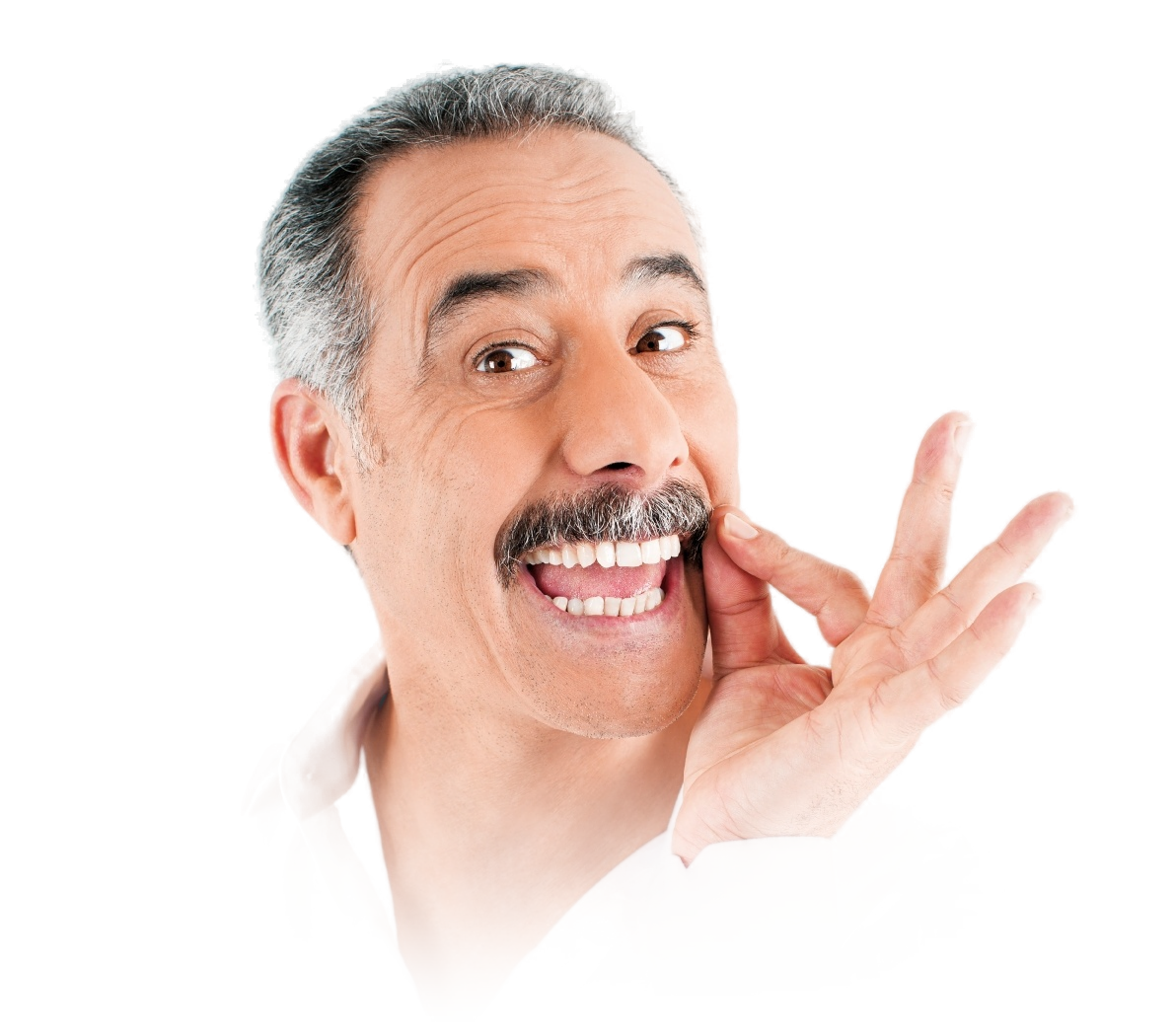 Abdelkader Secteur, portrait détouré — la main près de la bouche